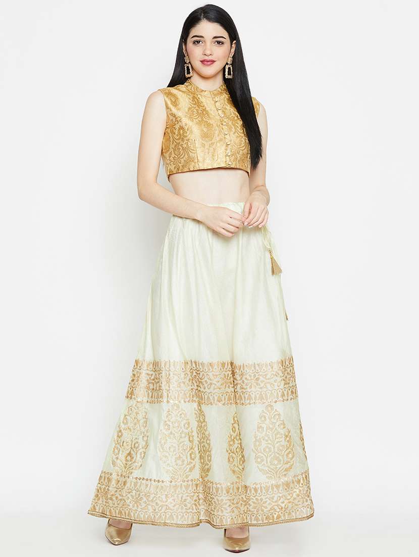 block print a-line lehenga