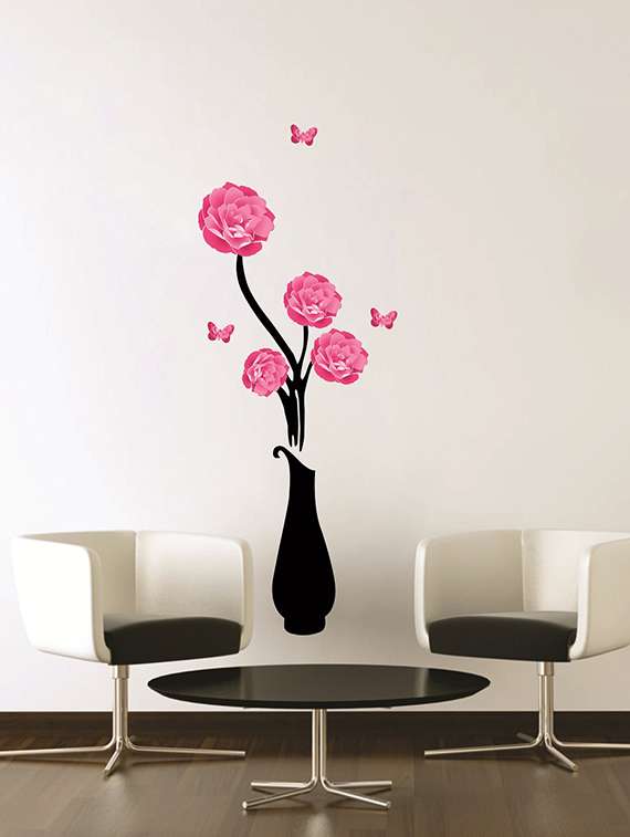  flower pot wall sticker for living room 