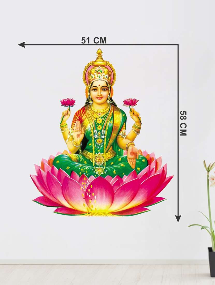 lotus laxmi ji wall sticker for living room - 16576402 - Standard Image - 2