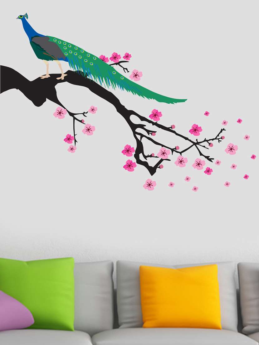  tree with peacock wall sticker & decal 