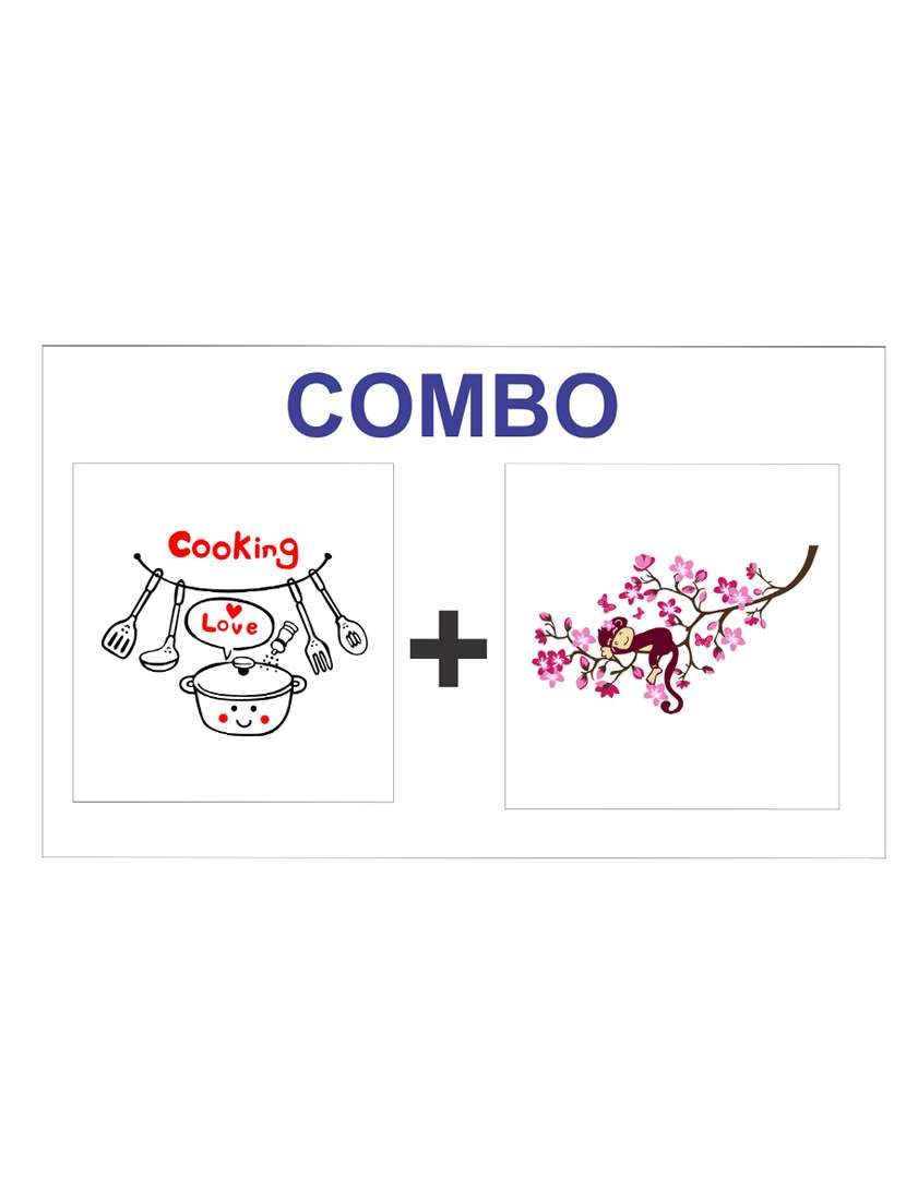   monkey tree & cooking  combo wall sticker & decal