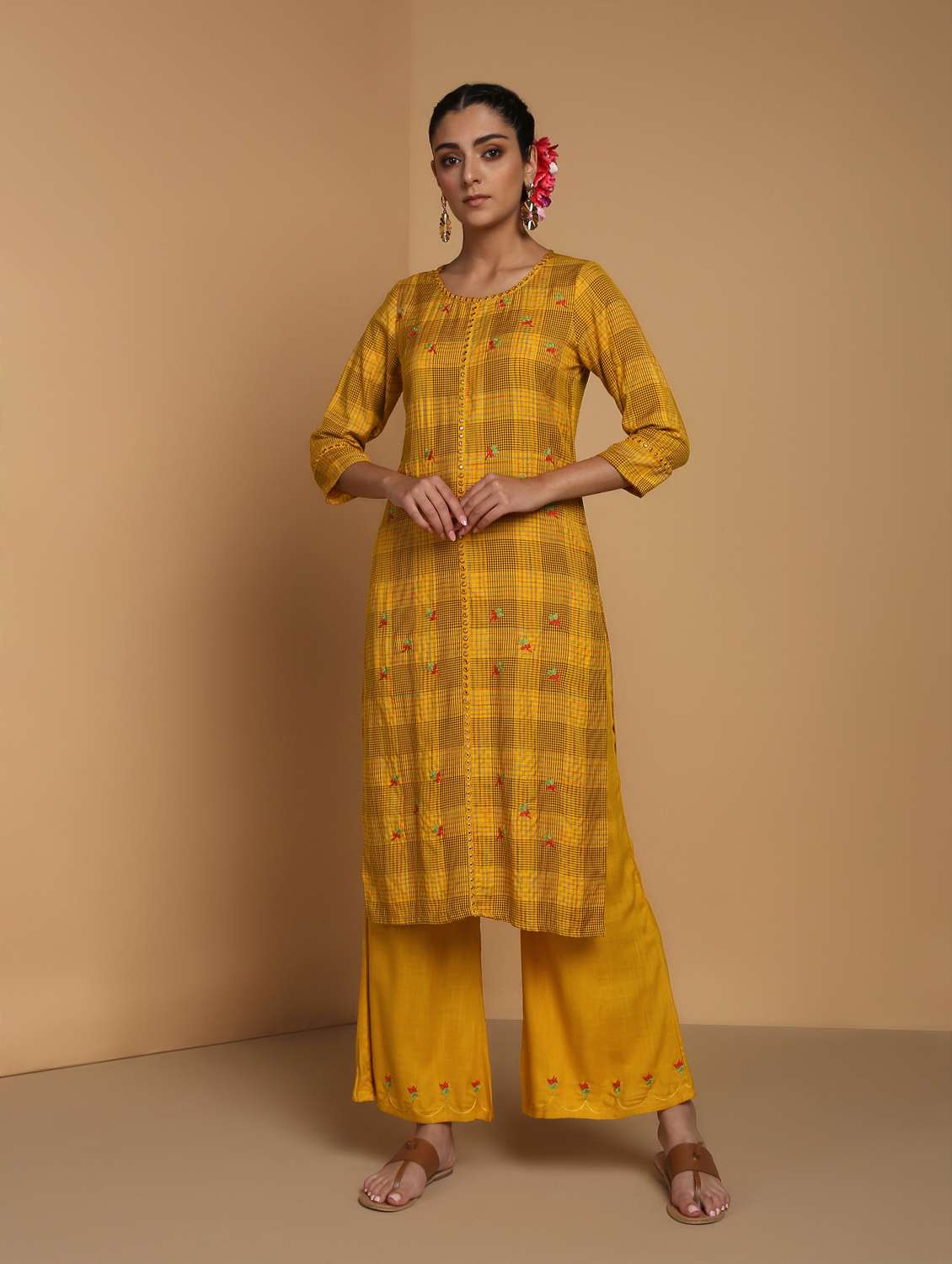 checkered kurta palazzo set