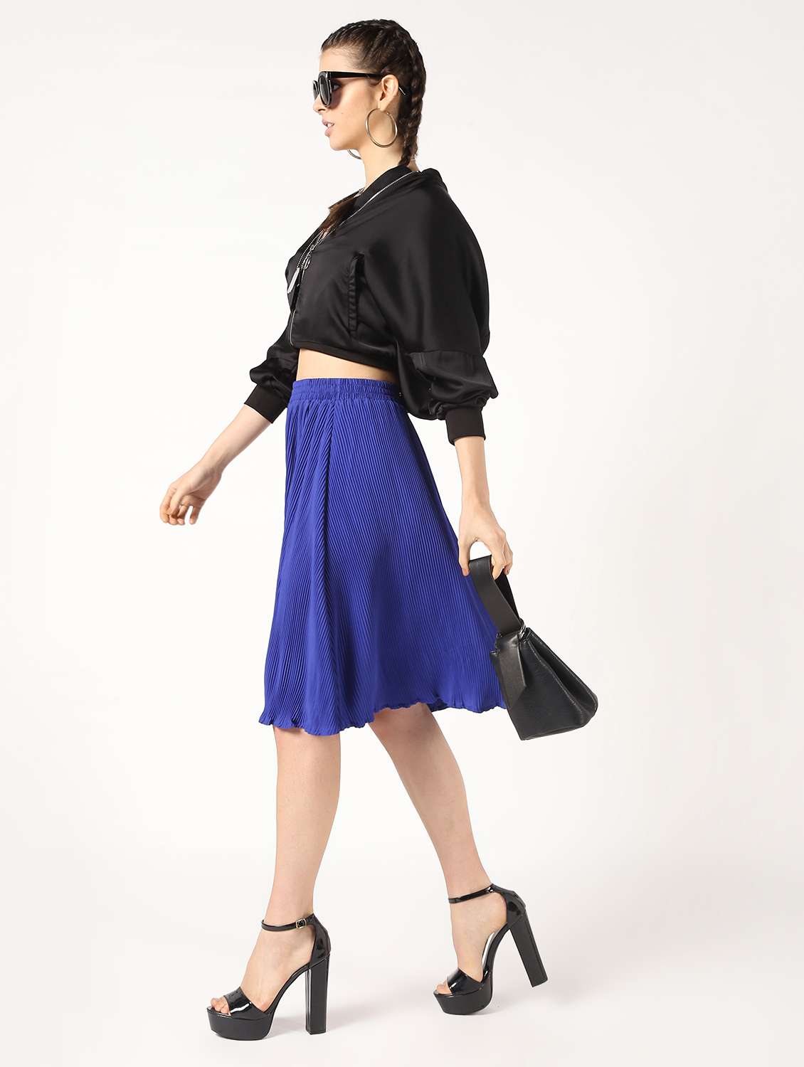 high rise pleated skirt 