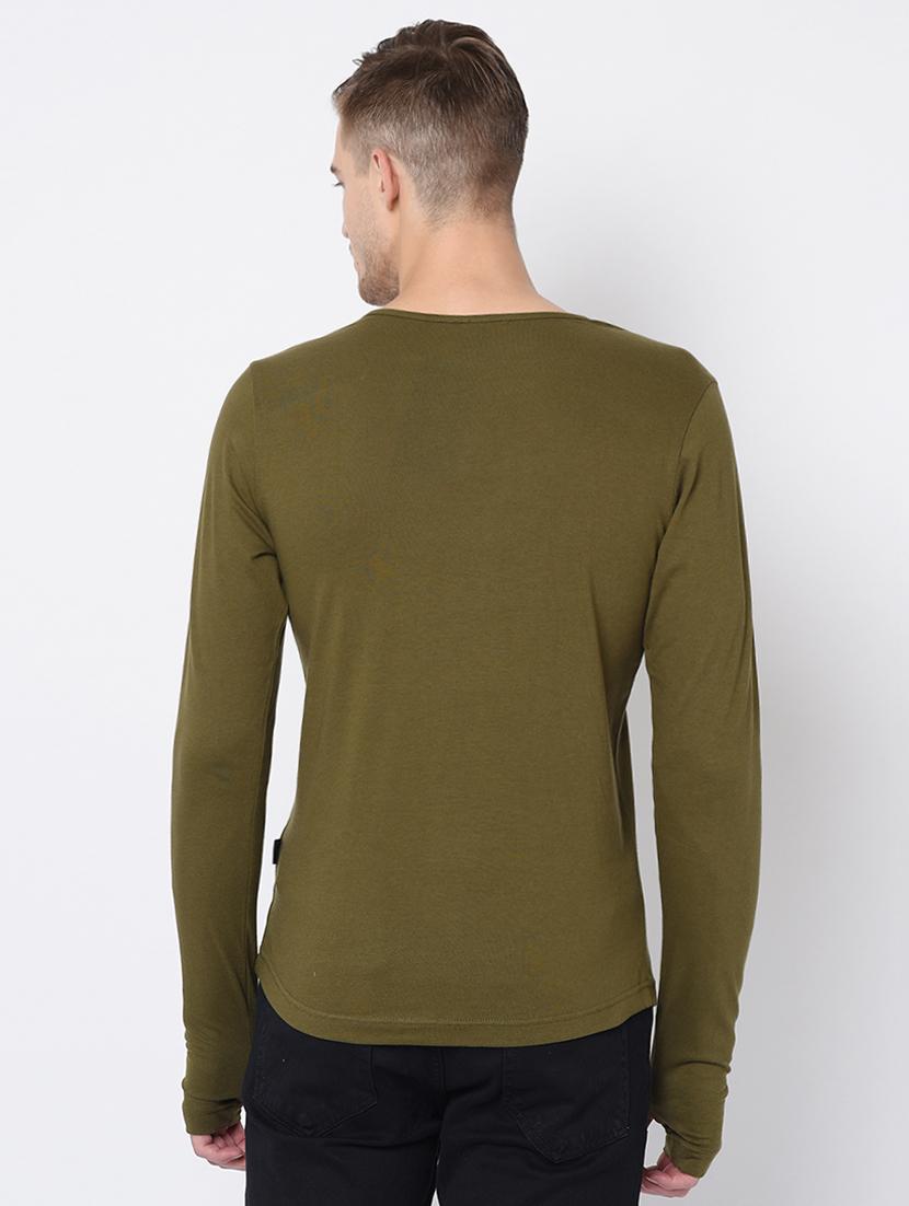 olive green solid t-shirt - 16579618 - Standard Image - 2