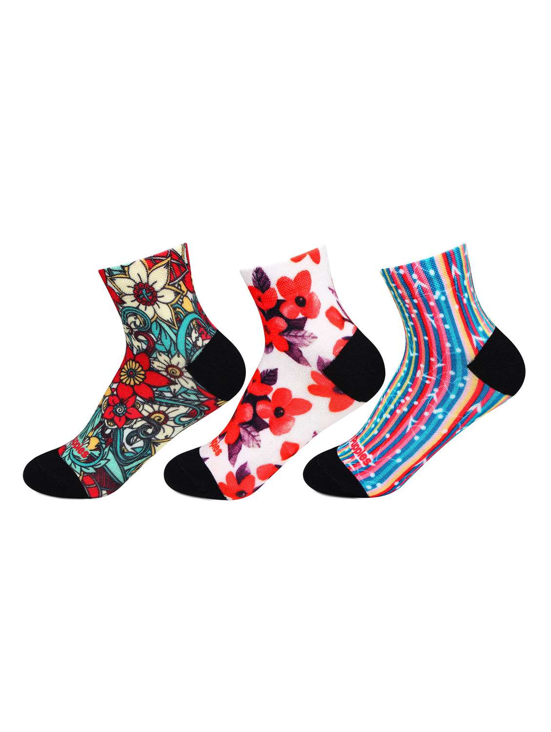 set of 3 multi colored cotton sock