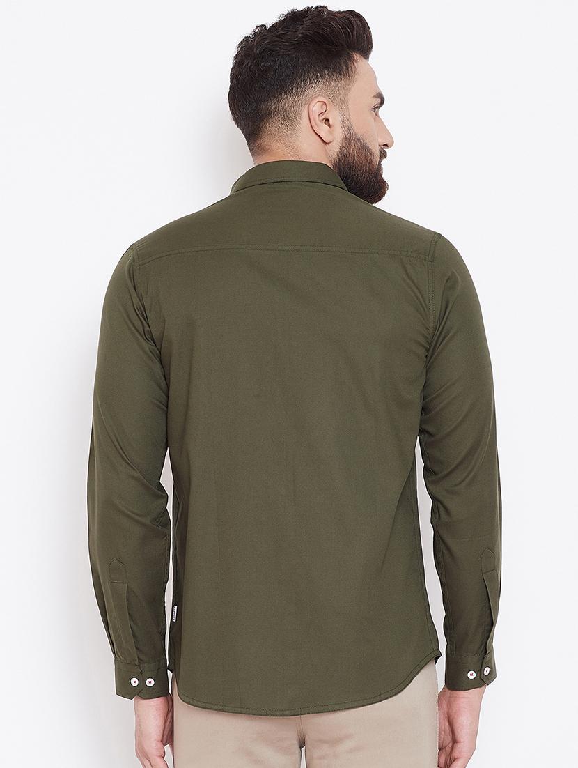 green solid casual shirt - 16584803 - Standard Image - 2