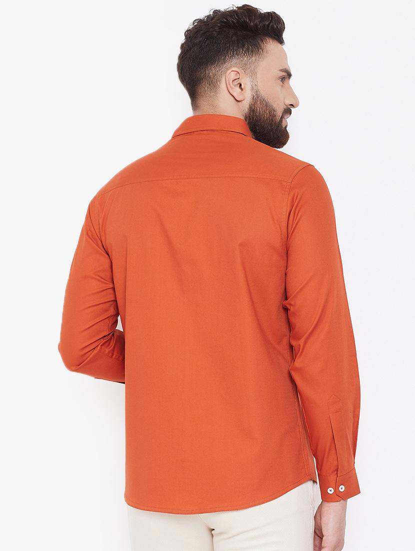 orange solid casual shirt - 16584804 - Standard Image - 2