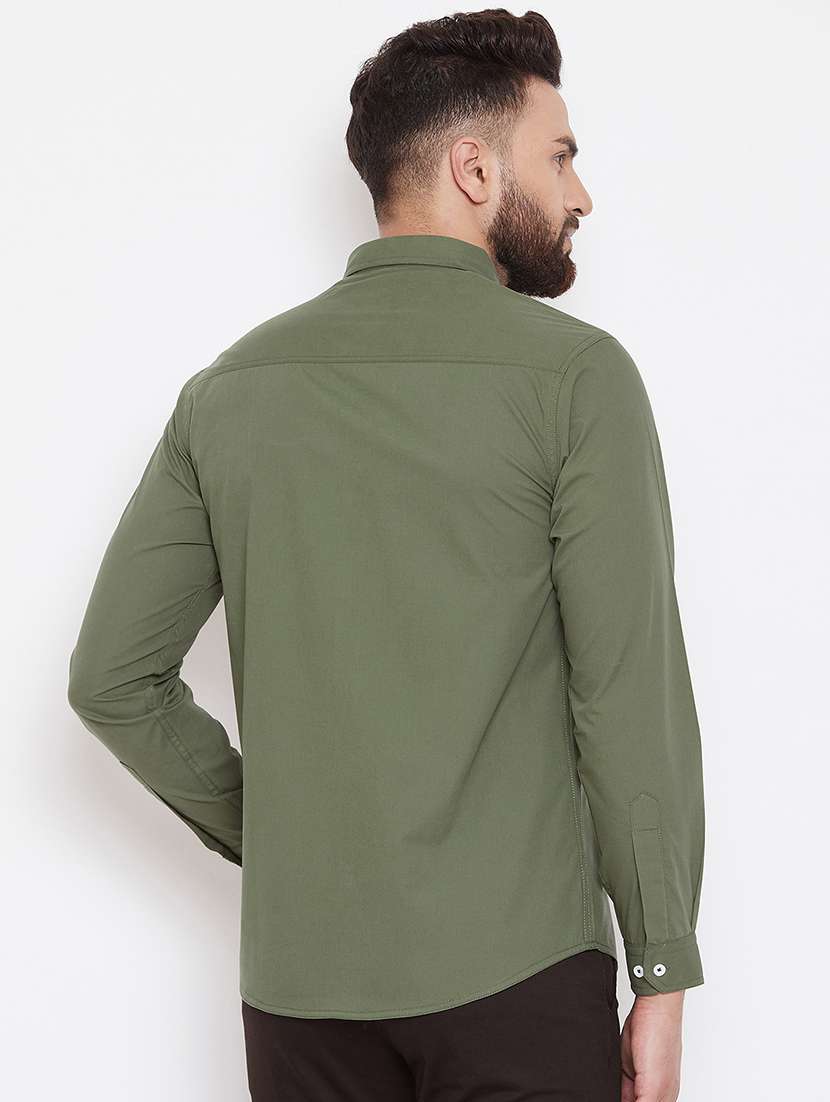 green solid casual shirt - 16584810 - Standard Image - 2