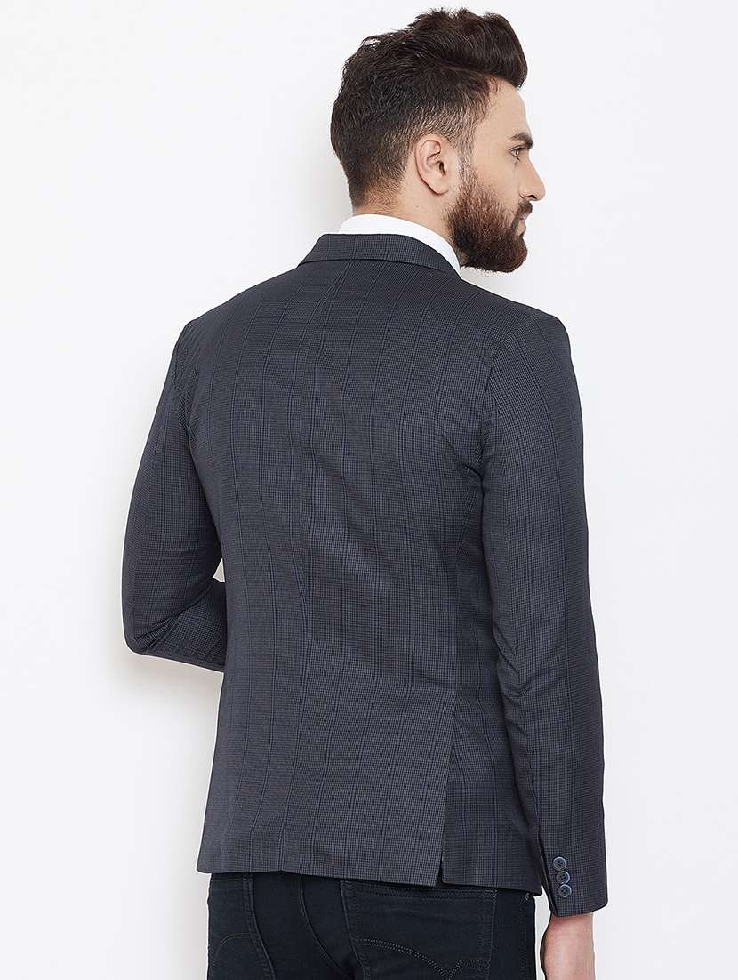 black checkered single breasted casual blazer - 16584848 - Standard Image - 2