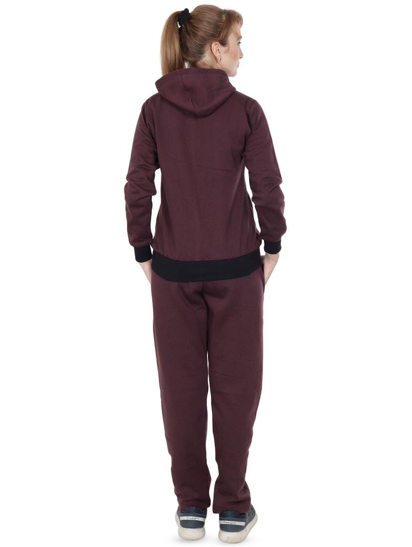 women typographic drawstring hooded track suit - 16588635 - Standard Image - 2