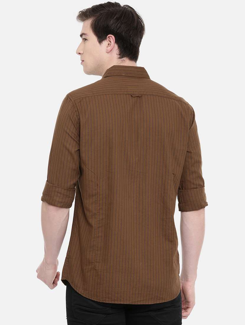 brown striped casual shirt - 16588999 - Standard Image - 2