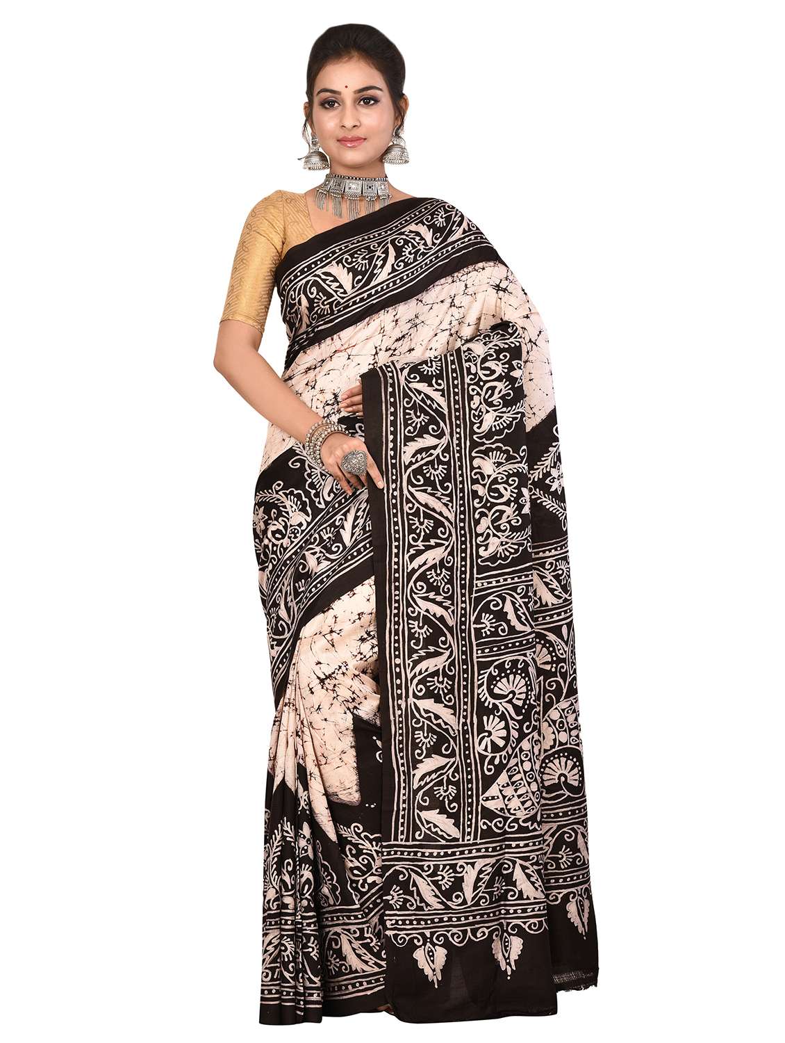 abstract printed saree with blouse