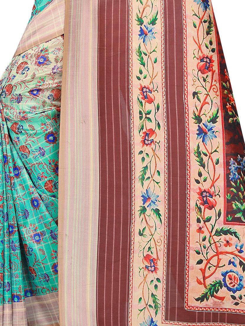 women's floral multi colored saree with blouse - 16592194 - Standard Image - 2