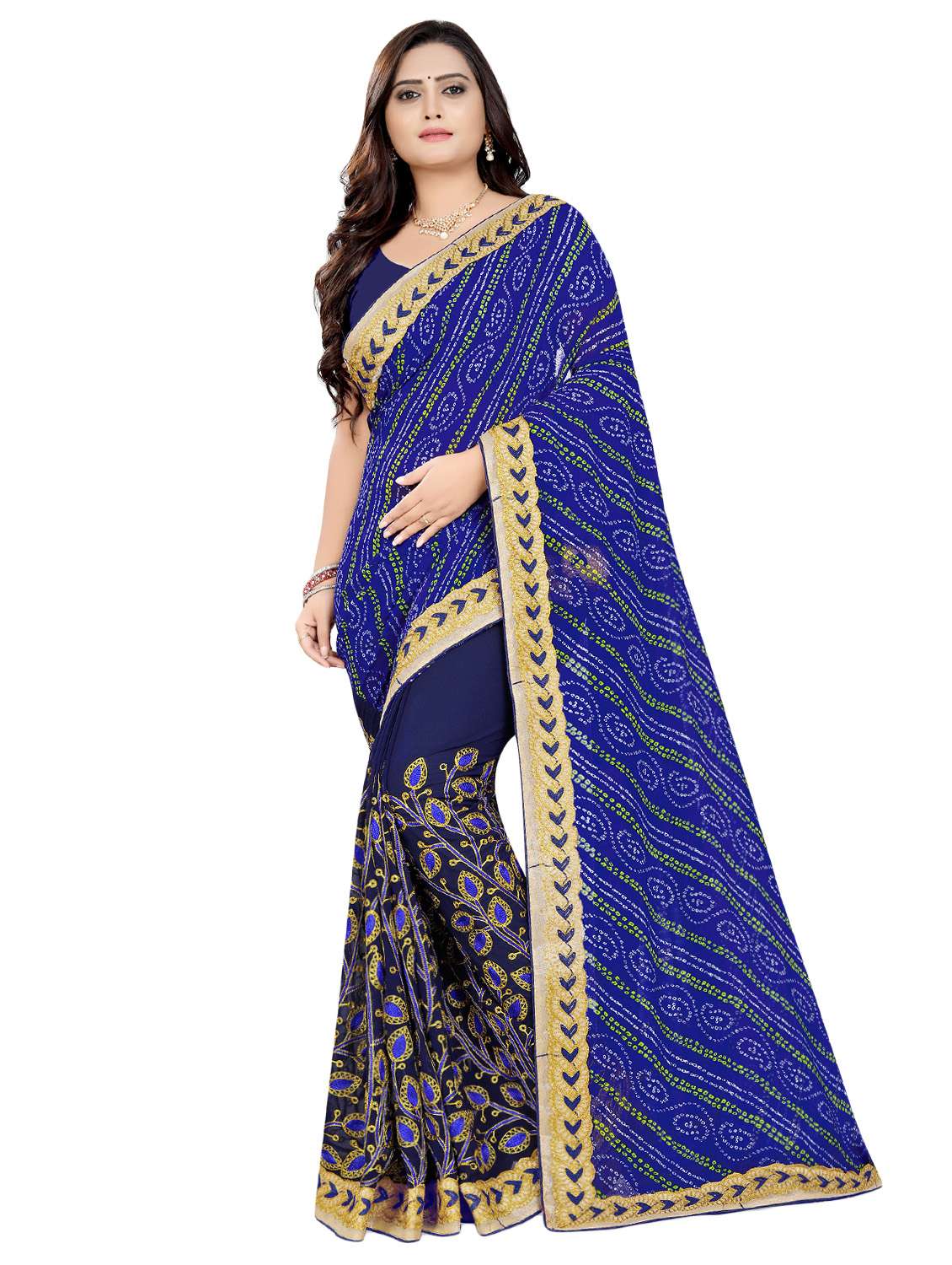 women's embroidered saree with blouse
