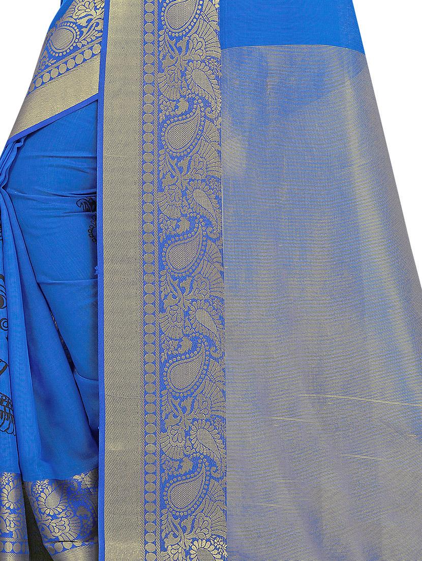 paisley printed saree with blouse - 16592199 - Standard Image - 2