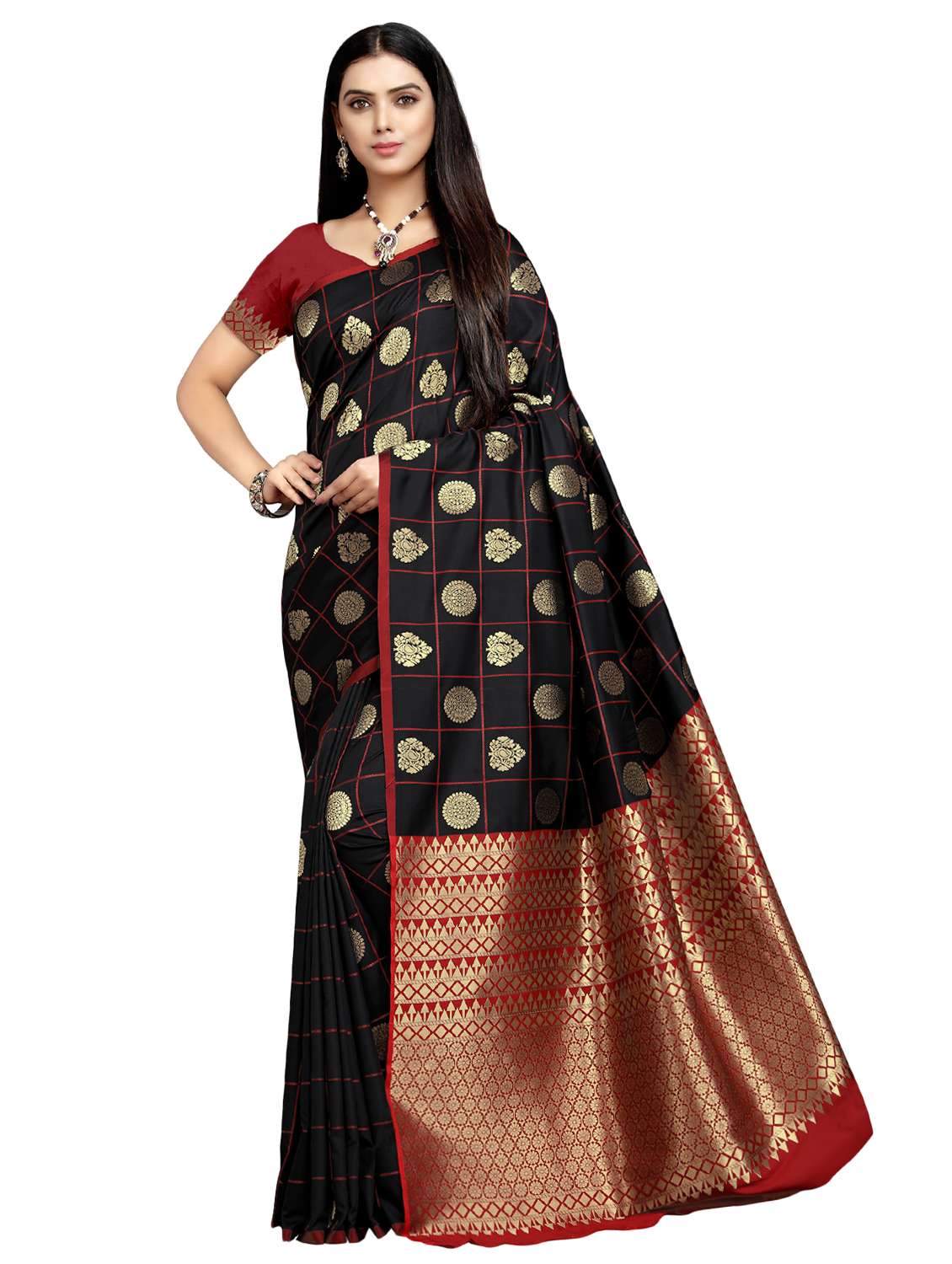 ethnic motif kanjivaram saree with blouse