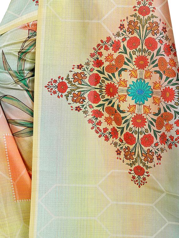 floral printed saree with blouse - 16592627 - Standard Image - 2