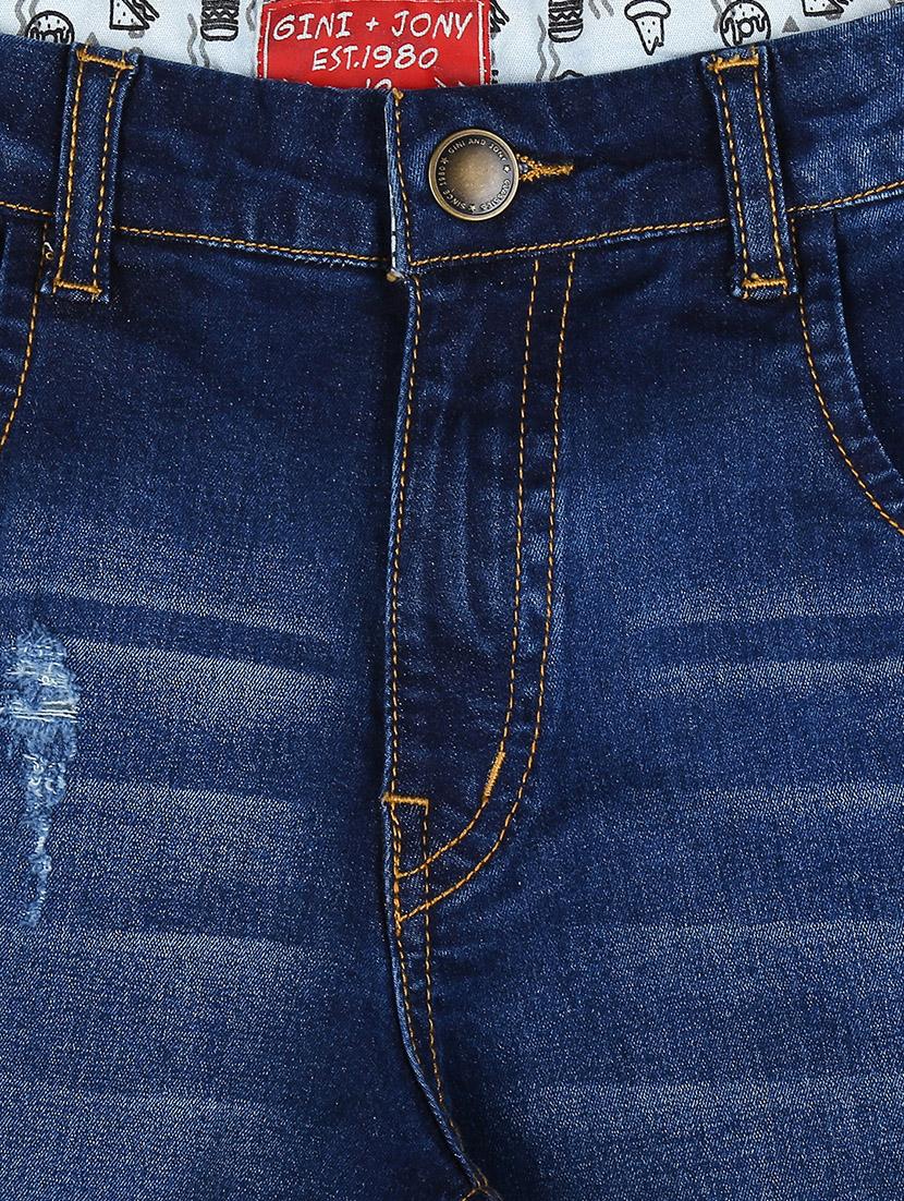 navy blue denim threefourth shorts & three fourth - 16593421 - Standard Image - 2