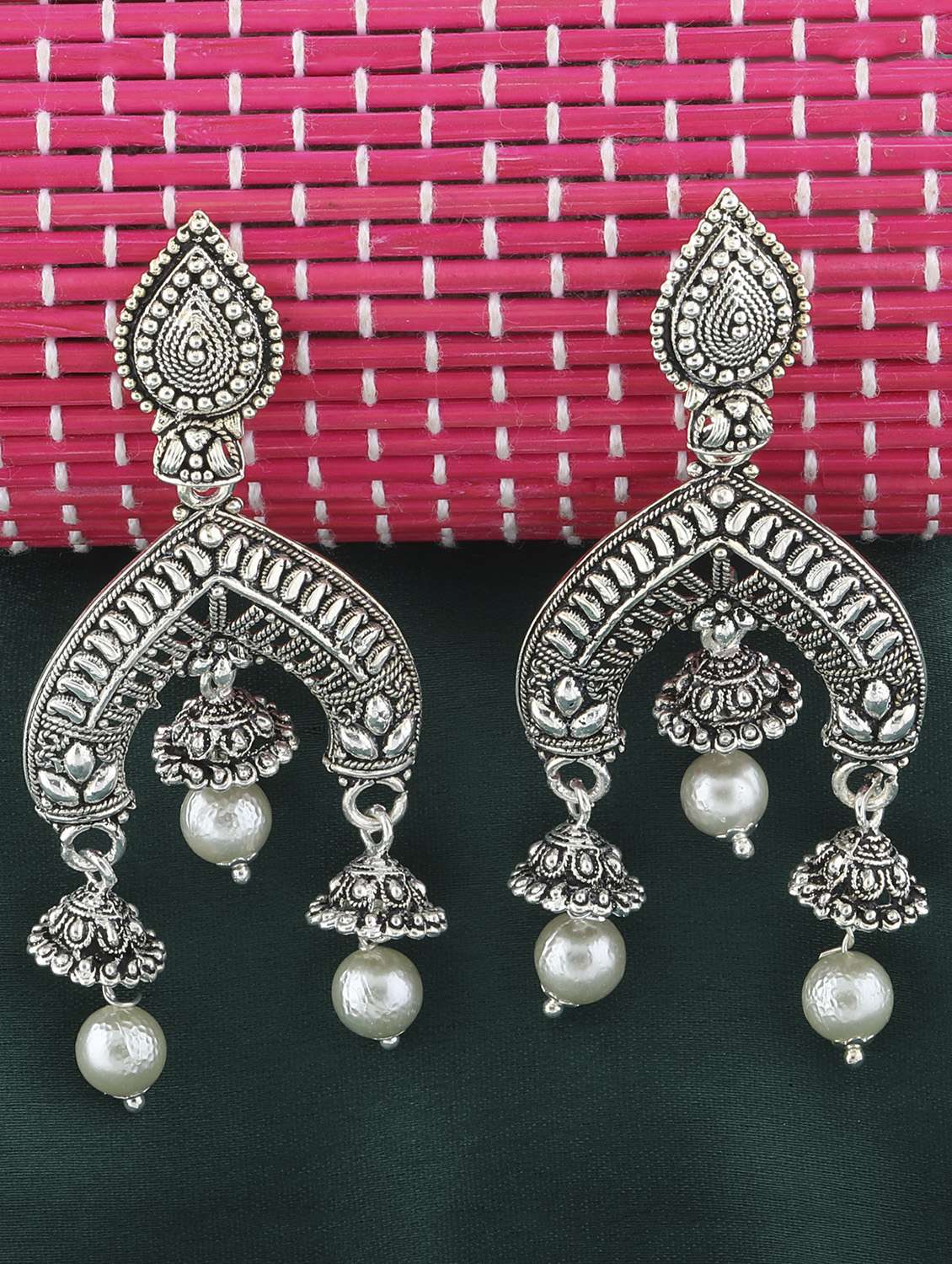 silver metal drop earring - 16596797 - Zoom Image - 0