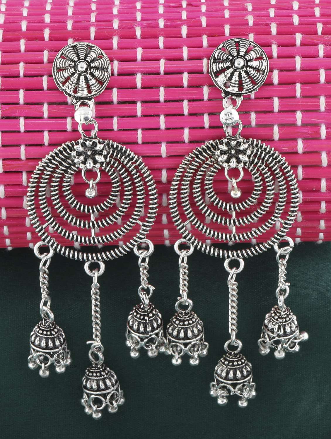 silver metal drop earring