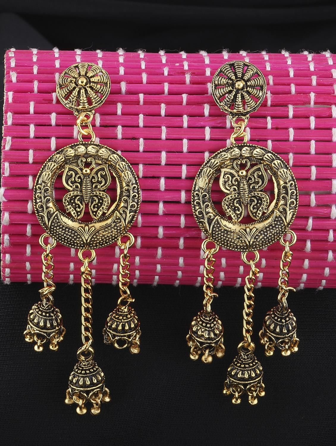 gold metal drop earring - 16596801 -  Zoom Image - 0