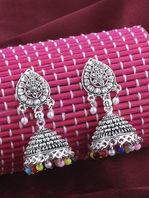 multi colored metal jhumka earring - 16596812 -  Standard Image - 0