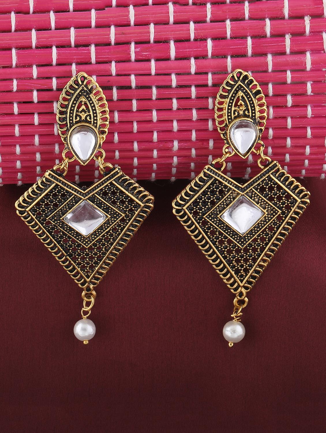 gold metal drop earring - 16596818 - Zoom Image - 0