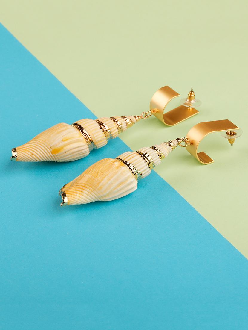 gold metal drop earring - 16597029 -  Zoom Image - 0