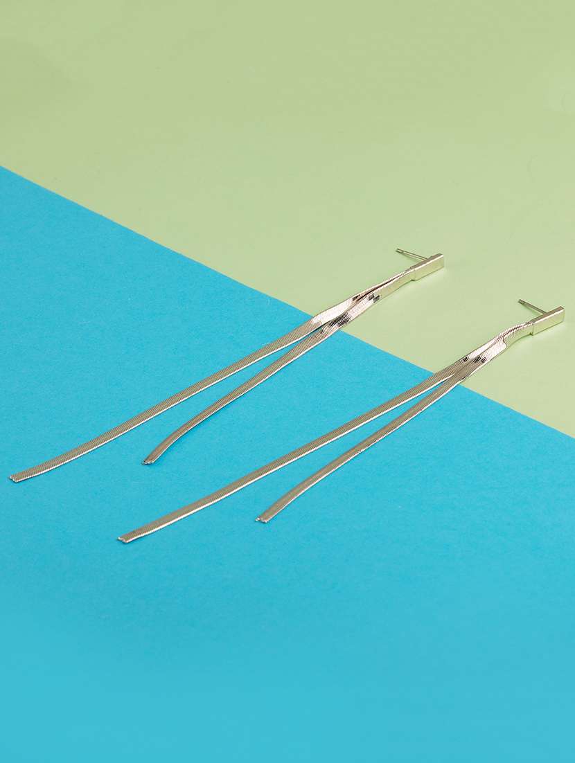 silver metal drop earring - 16597030 -  Zoom Image - 0