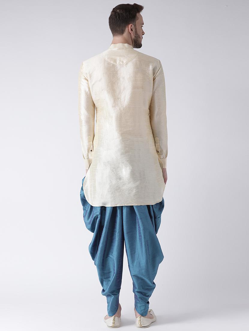 beige solid dhoti kurta set - 16597718 - Standard Image - 2