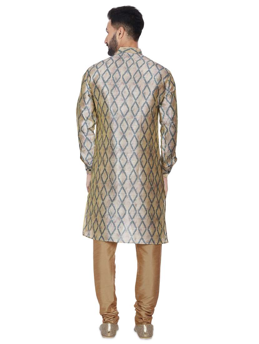 beige silk blend printed asymmetric kurta - 16599827 -  Standard Image - 2