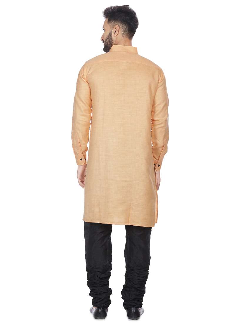 orange silk blend solid long kurta - 16599847 -  Standard Image - 2