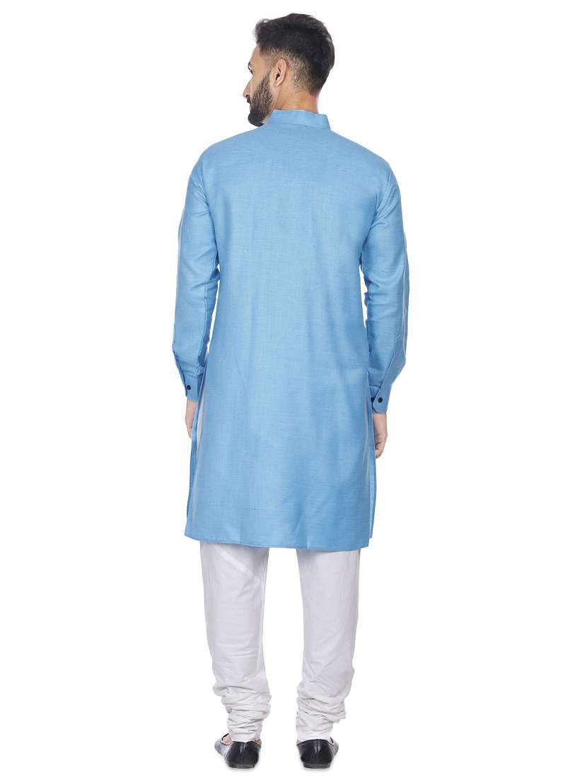 blue solid long kurta - 16599850 -  Standard Image - 2