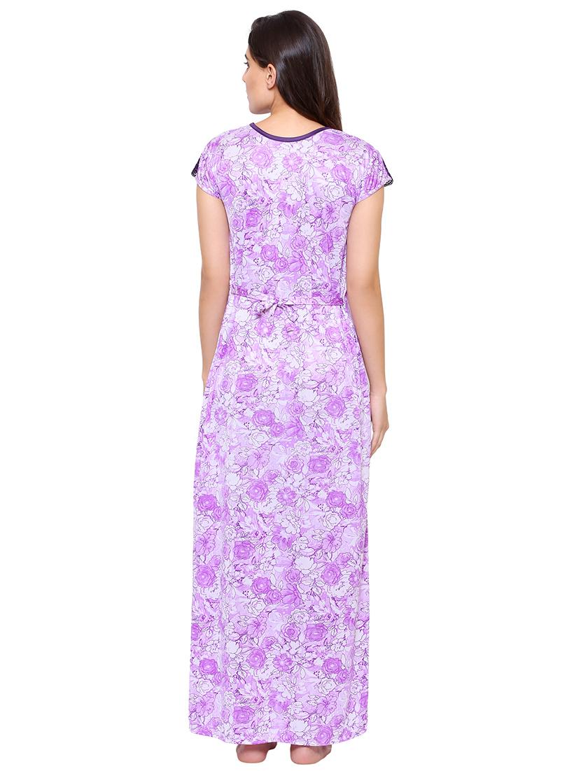 v neck floral nighty - 16600842 - Standard Image - 2