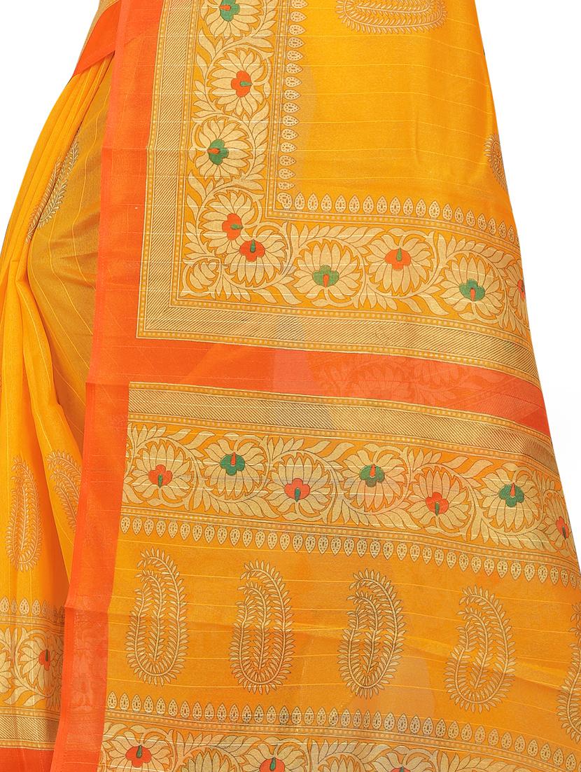 women's self design mustard colored saree with blouse - 16601959 - Standard Image - 2