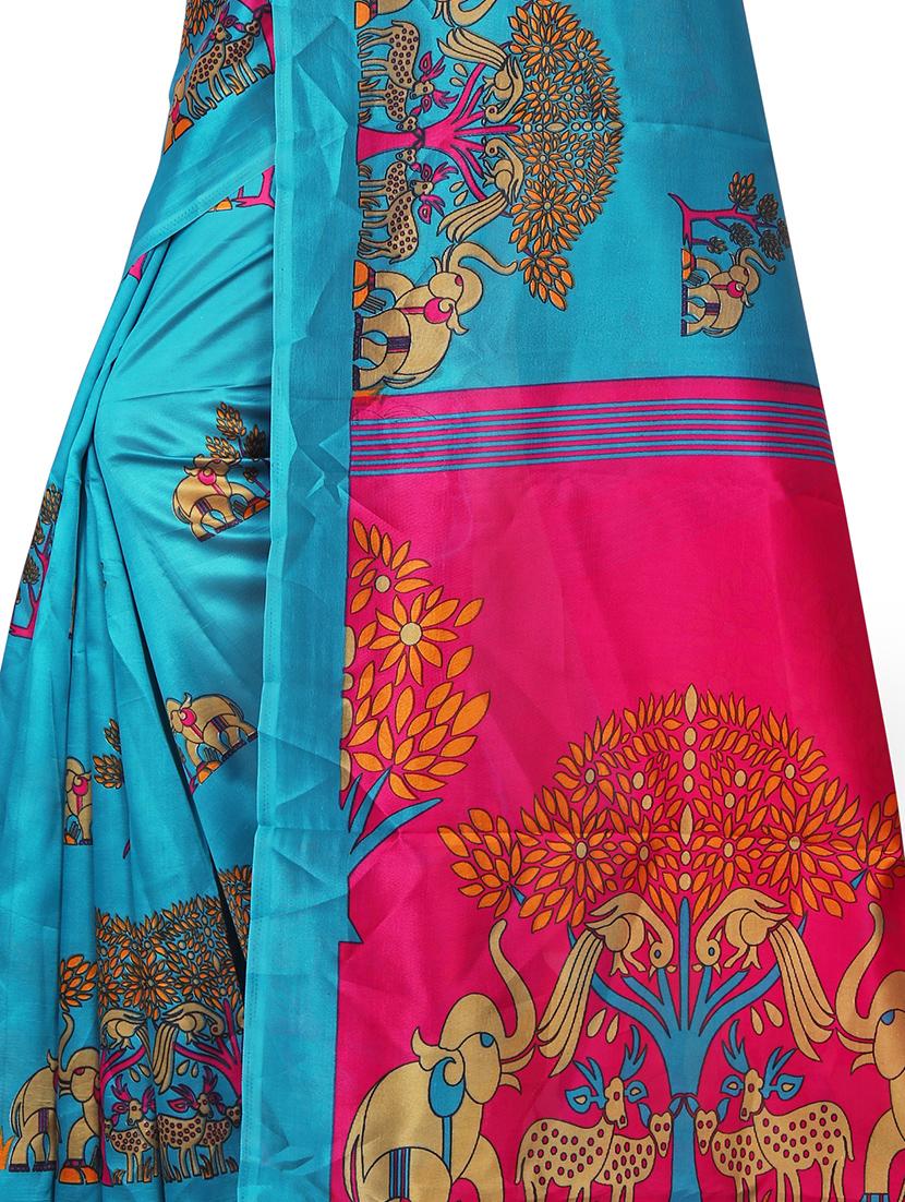 women's conversational blue colored saree with blouse - 16601969 - Standard Image - 2