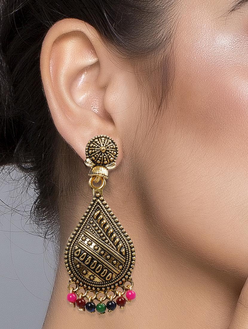 multi colored metal drop earring - 16603171 - Standard Image - 2