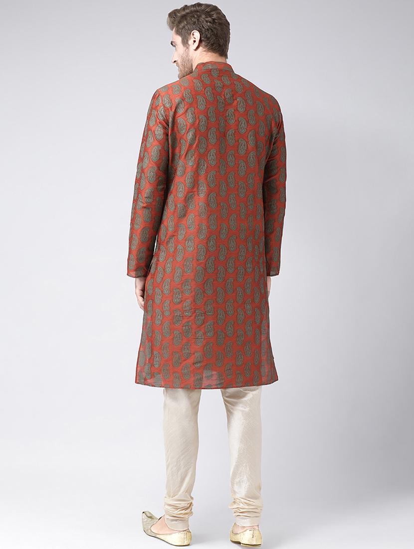 orange paisley printed kurta pyjama set - 16604948 - Standard Image - 2