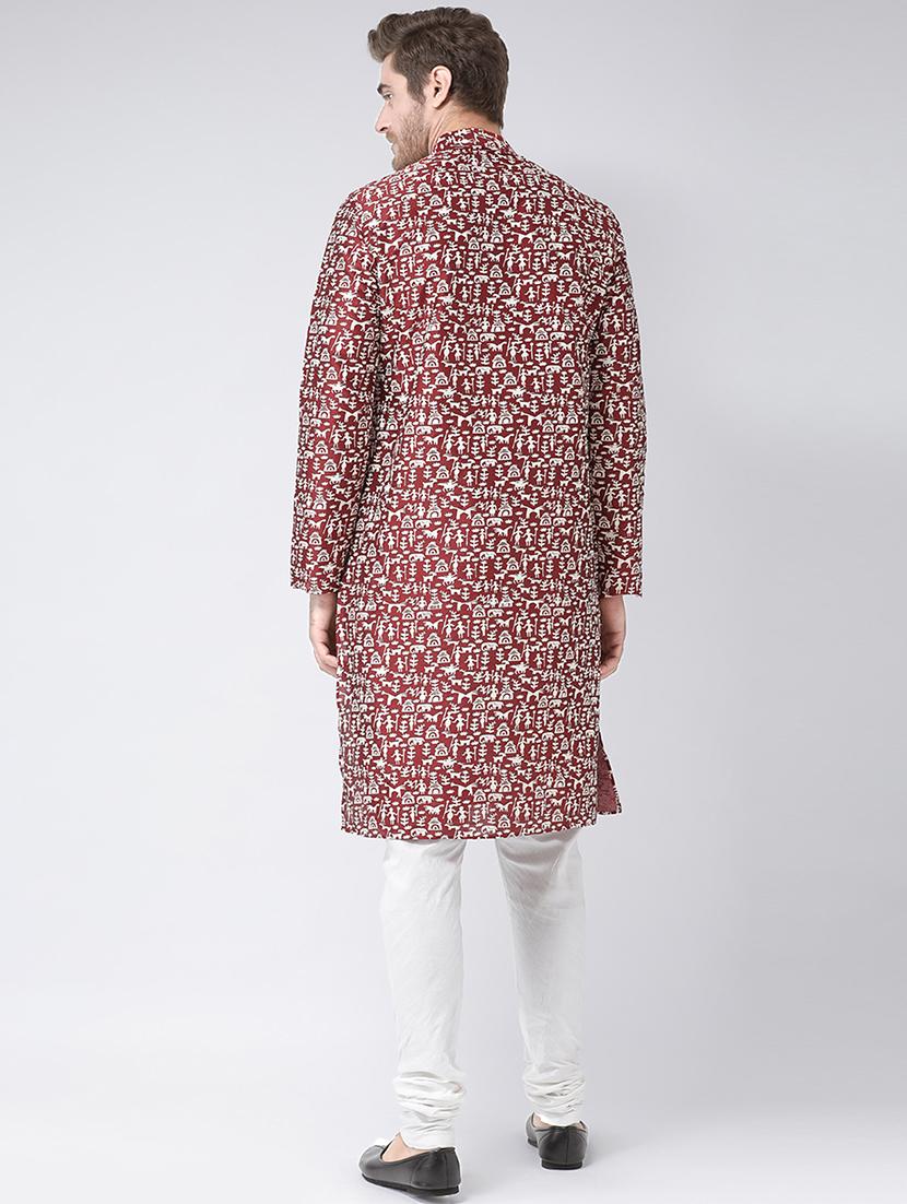 red printed kurta pyjama set - 16604951 - Standard Image - 2