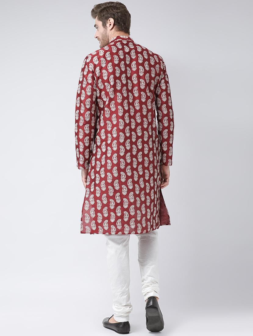 red paisley printed kurta pyjama set - 16604953 - Standard Image - 2