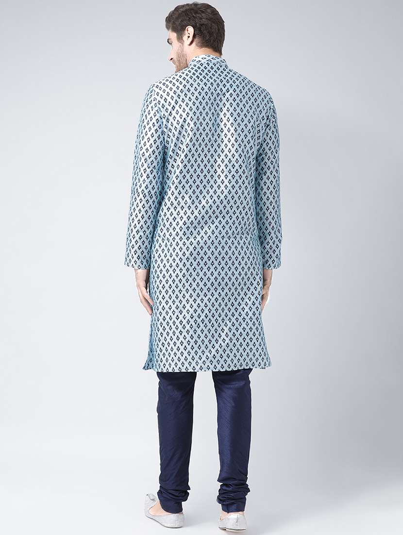 light blue printed kurta pyjama set - 16604960 - Standard Image - 2