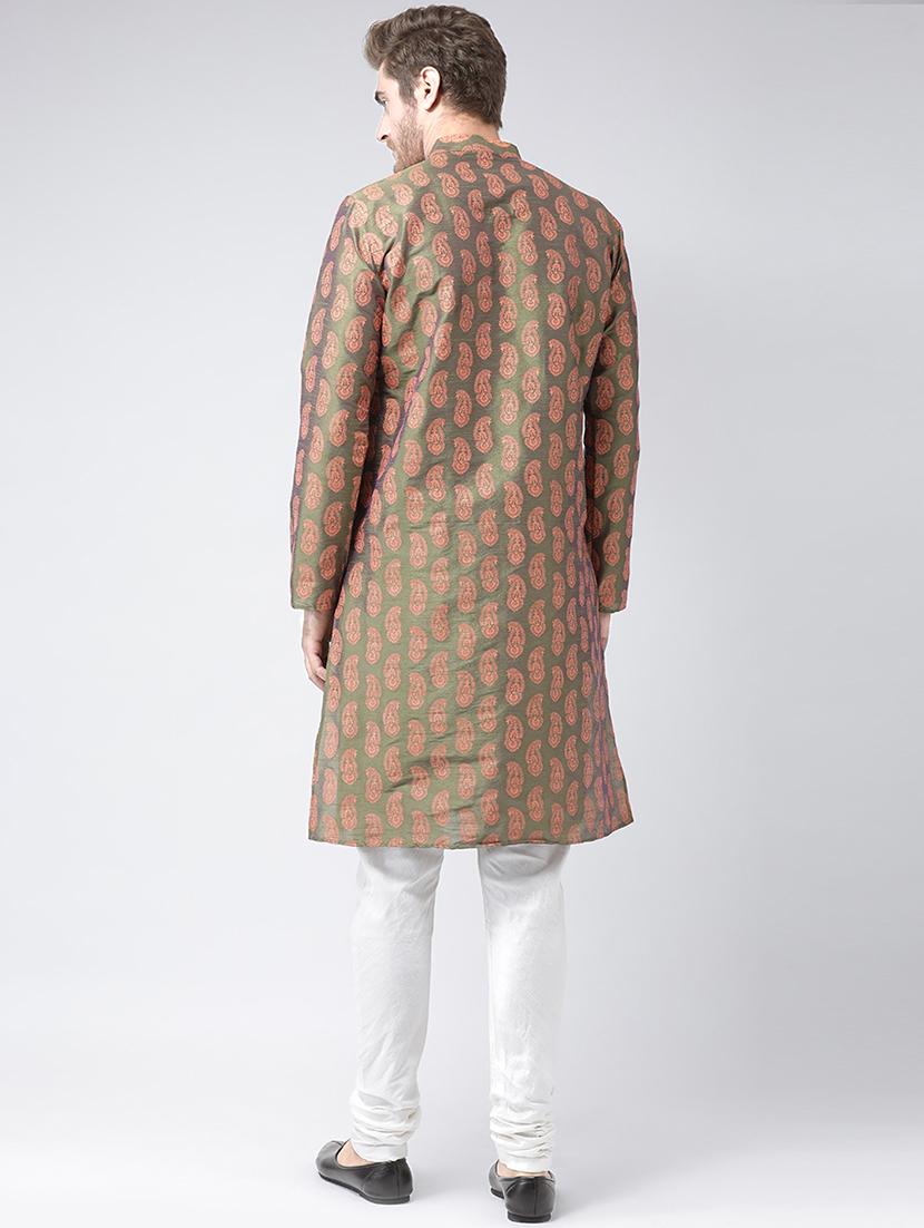 green paisley printed kurta pyjama set - 16604972 - Standard Image - 2