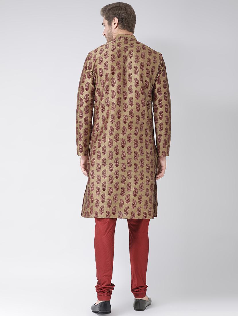 brown paisley printed kurta pyjama set - 16604977 - Standard Image - 2