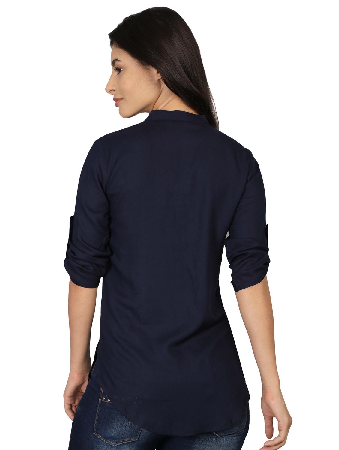 mandarin neck curved hem tunic - 16605438 - Standard Image - 2