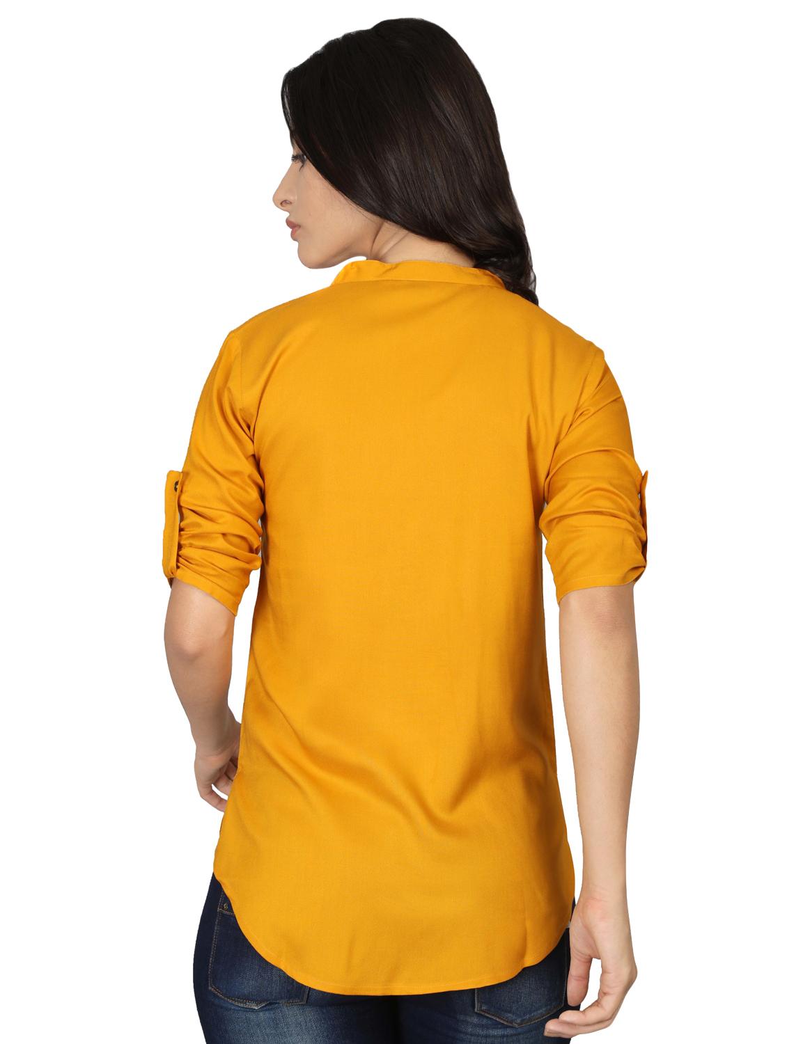 mandarin neck curved hem tunic - 16605441 - Standard Image - 2