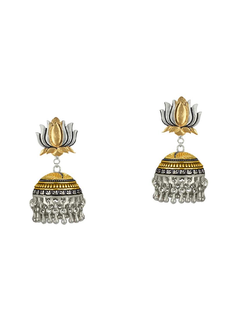 gold metal jhumka earring - 16605808 - Zoom Image - 0