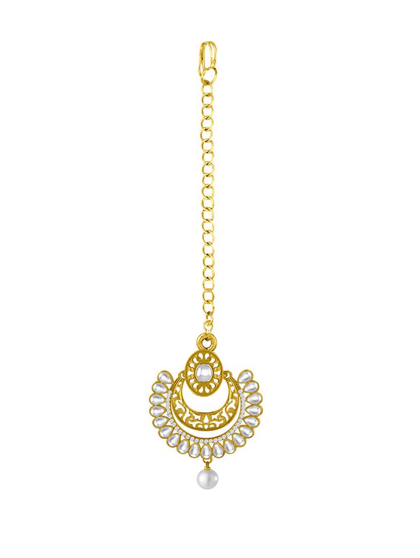 gold metal chandballi earring - 16605827 -  Standard Image - 2