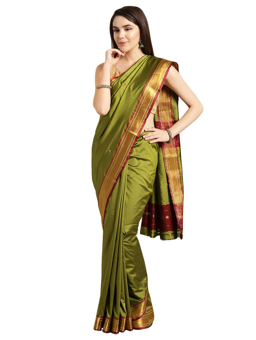 solid woven saree with blouse