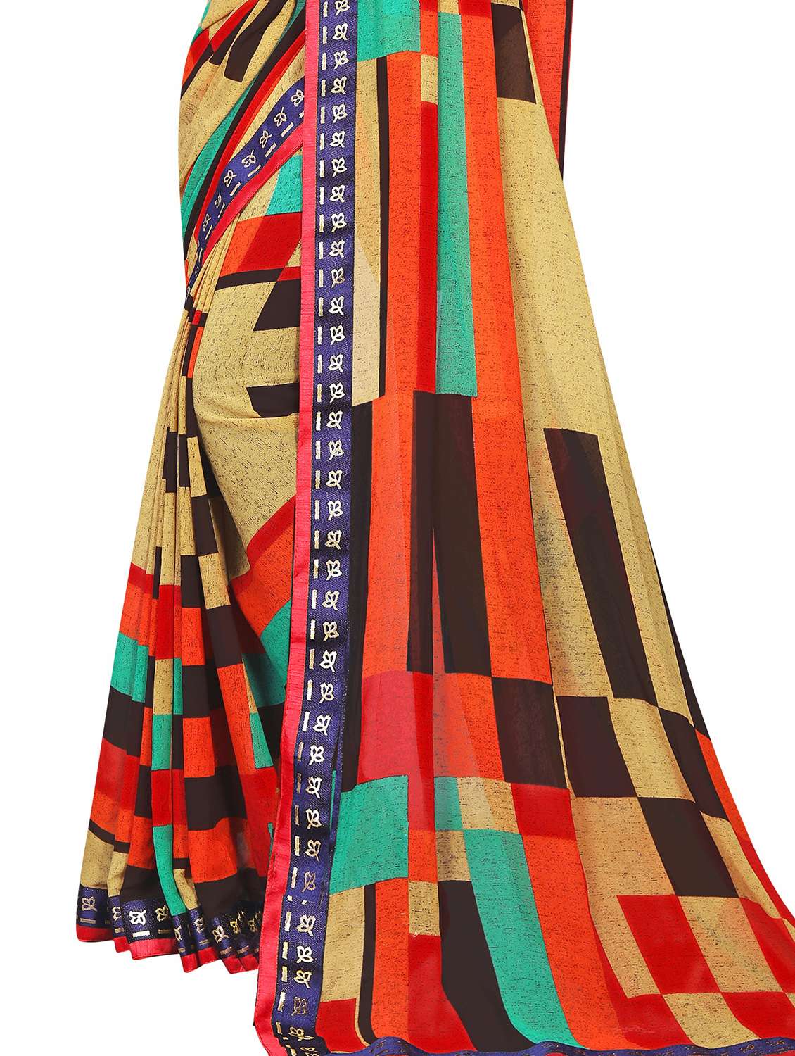 women's geometric multi colored saree with blouse - 16606082 - Standard Image - 2