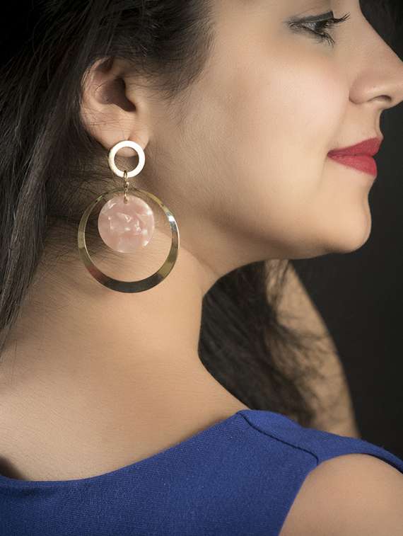 beige gold plated drop earring - 16607254 -  Standard Image - 2